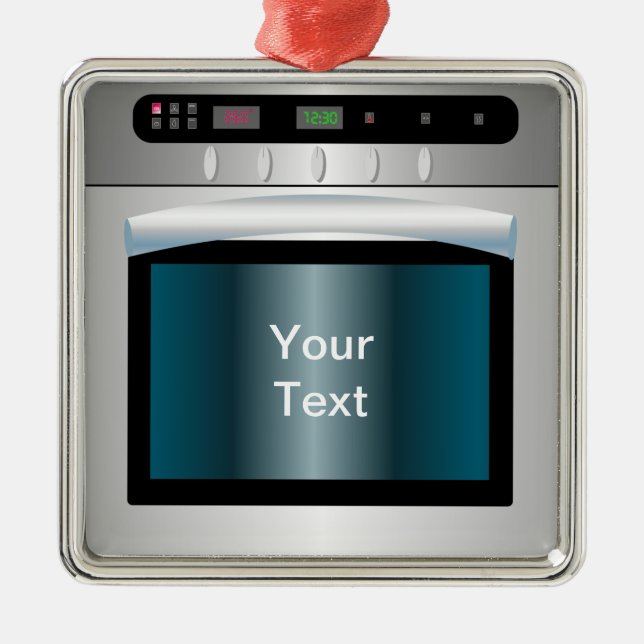 Ornement Métallique Graphique de four avec le texte personnalisé (Devant)