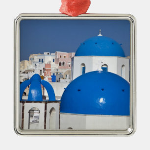 Ornement Métallique Grèce, Santorin. Clocher et dômes bleus de