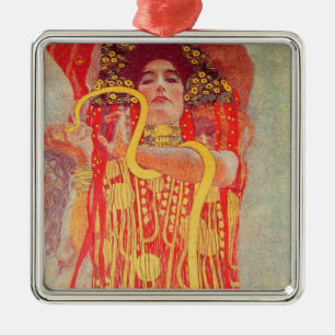 Ornement Métallique Gustav Klimt Red Woman Gold Snake Peinture