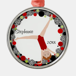 Ornement Métallique Gymnaste roux en rouge, noir et vert personnalisé