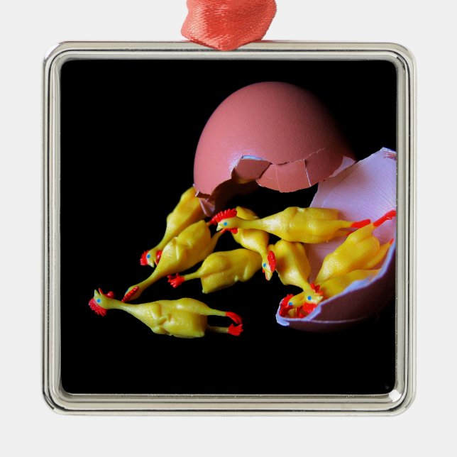 Ornement Métallique Hatchling en caoutchouc de poulet (Devant)