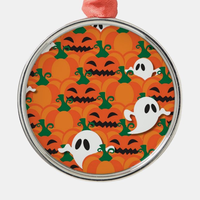 Ornement Métallique Haunted Halloween Citrouille Patch Ghosts (Devant)
