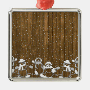 Ornement Métallique Hiver Neige Snowman Paix Aimer Destinée