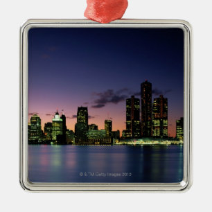 Ornement Métallique Horizon de Detroit au crépuscule 2