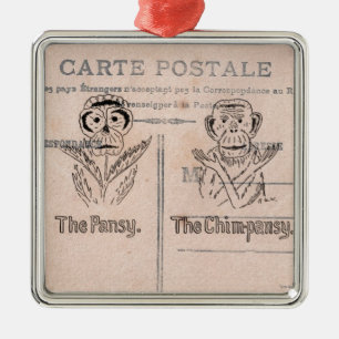 Ornement Métallique Humour Pansy et Chimp