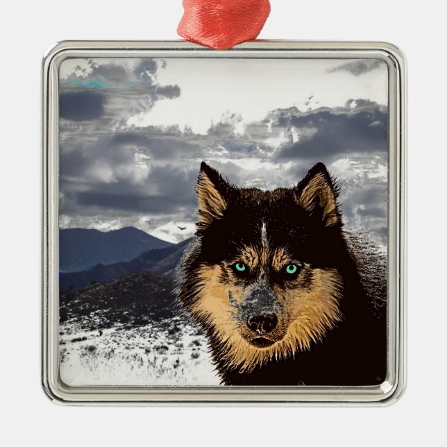 Ornement métallique Husky Sibérien (Devant)