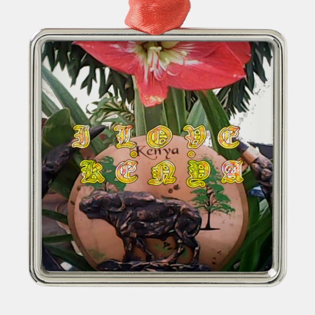 Ornement Métallique I Love kenya Hakuna Matata cadeaux (Devant)