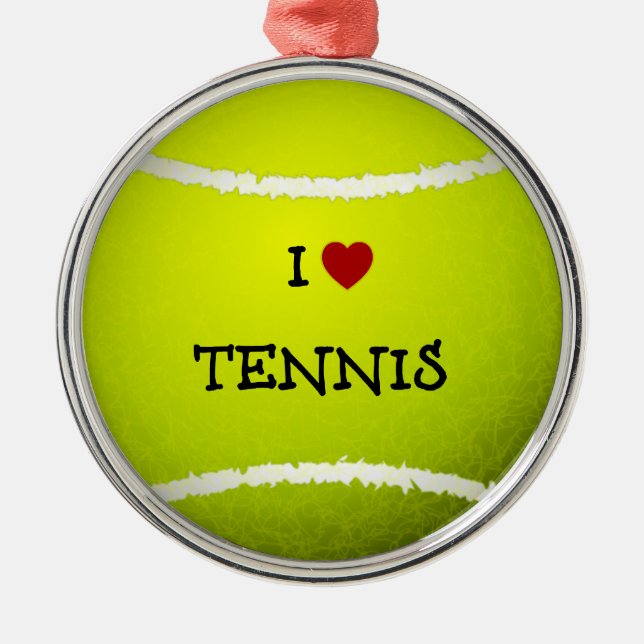 Ornement Métallique I Love Tennis - Tennis Ball (Devant)