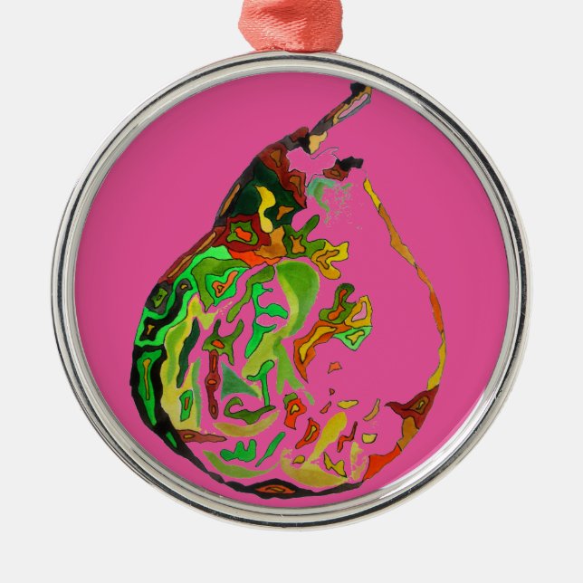 Ornement Métallique Illustration de l'aquarelle pop art aux fruits à p (Devant)