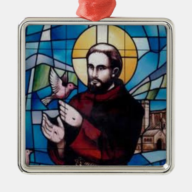 Ornement Métallique Image en verre souillé du St Francis avec la (Devant)