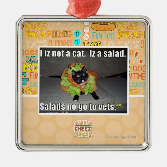 Ornement Métallique Iz I pas un chat. Iz une salade (Devant)