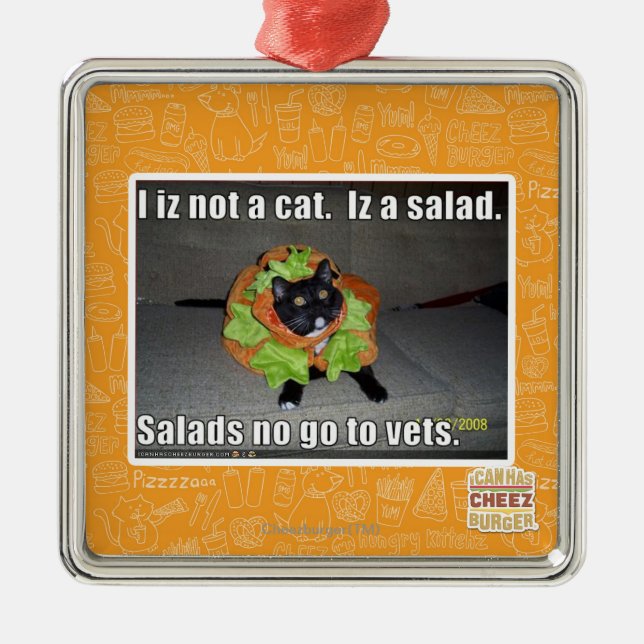Ornement Métallique Iz I pas un chat. Iz une salade (Devant)