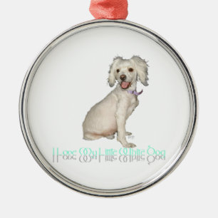 Ornement Métallique J'adore mon petit chien blanc - Mélange Caniche /