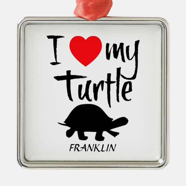 Ornement Métallique J'Aime Ma Tortue (Devant)