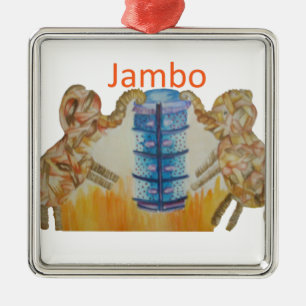 Ornement Métallique Jambo Jumbo African Kids Elephants Art Imprimer