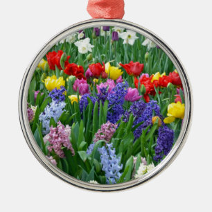 Ornement Métallique Jardin fleuri coloré