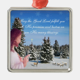 Ornement Métallique Jésus et moutons