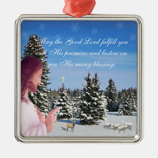 Ornement Métallique Jésus et moutons (Devant)