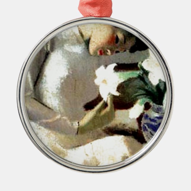 Ornement Métallique Jeune femme vietnamienne avec le lis (Devant)