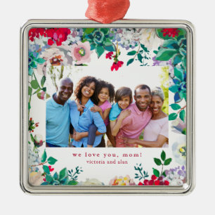 Ornement Métallique Jolie florale avec cadeau d'ornement photo pour ma