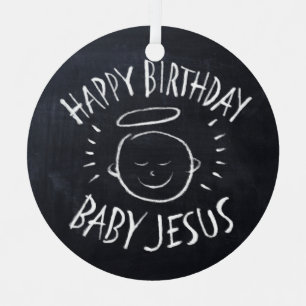 Ornement Métallique Joyeux anniversaire Baby Jesus Chalkboard Noël