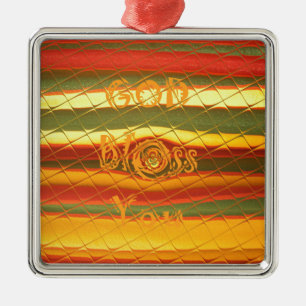 Ornement Métallique Joyeux Noël Dieu Béni Vous Couleurs Design