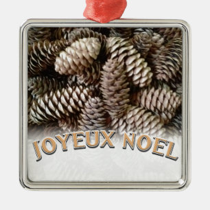 Ornement Métallique Joyeux Noel Noël Pine Cône de Noël