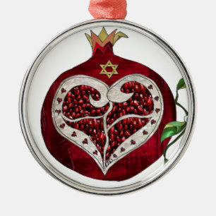 Ornement Métallique Judaica Pomegranate Heart Hanoukka Rosh Hashanah