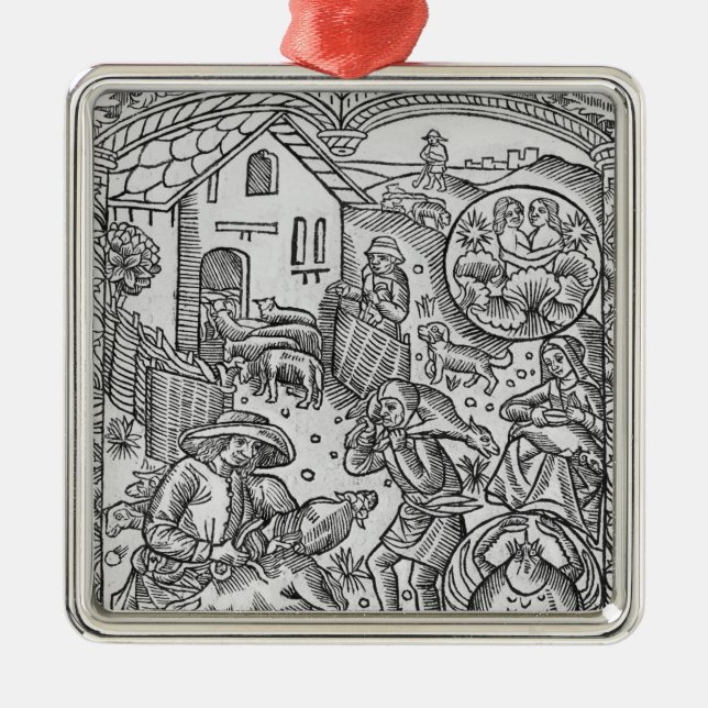 Ornement Métallique Juin, tonte des moutons, Gémeaux (Devant)