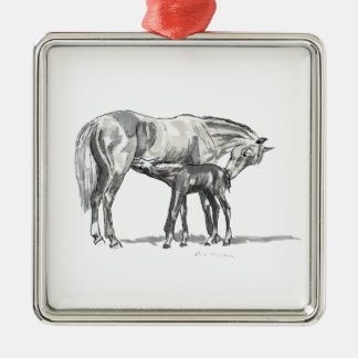 Ornement Métallique Jument et poulain