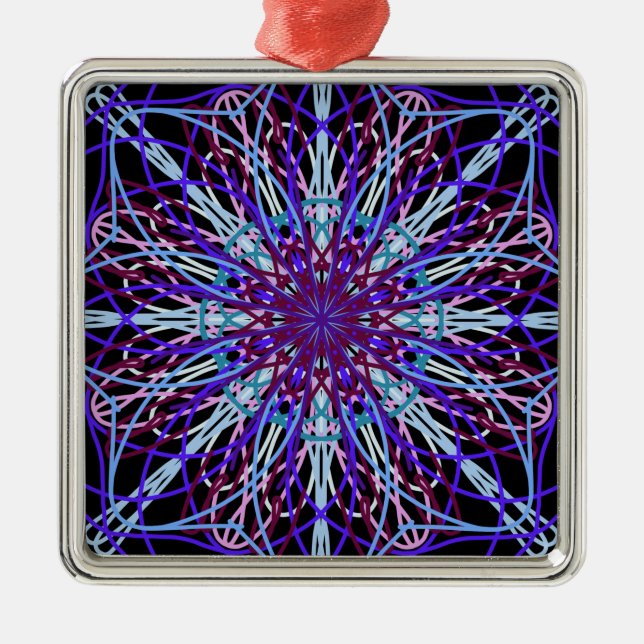 Ornement Métallique Kaleidoscope noir violet Mandala Art (Devant)