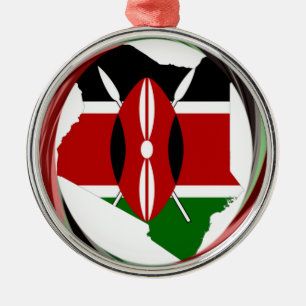 Ornement Métallique Kenya Célébration drapeau coloré Carte vectorielle