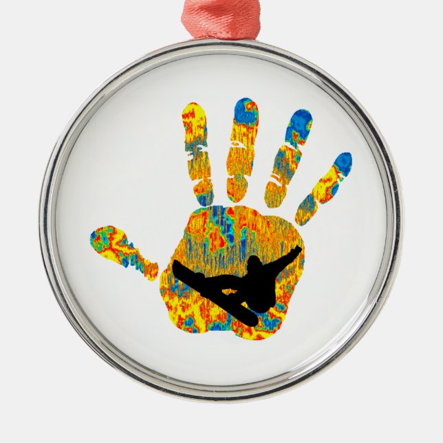 ORNEMENT MÉTALLIQUE LA MANIÈRE DE SURFS DES NEIGES (Devant)