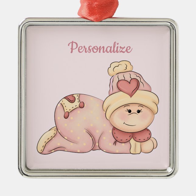 Ornement Métallique La petite fille est arrivée ! (Bébé fille) (Devant)