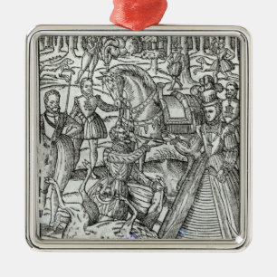 Ornement Métallique La Reine Elizabeth I à une chasse à mâle
