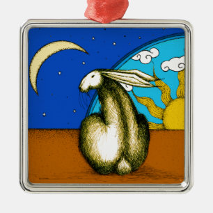 ORNEMENT MÉTALLIQUE LAPIN CÉLESTE