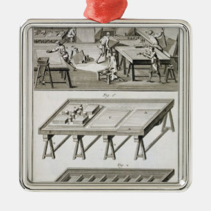 Ornement Métallique L'atelier et les outils d'un fabricant de miroir,