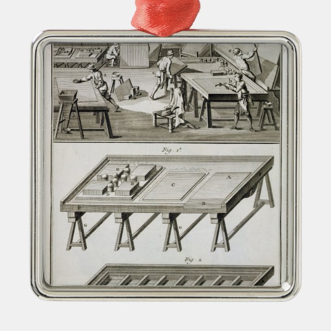 Ornement Métallique L'atelier et les outils d'un fabricant de miroir, (Devant)