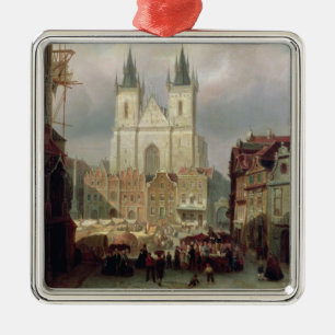 Ornement Métallique Le vieux marché à Prague, 1881 (huile sur le can