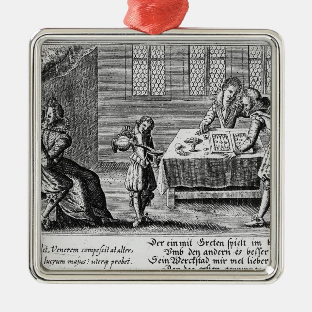 Ornement Métallique Les gens jouant au backgammon (Devant)