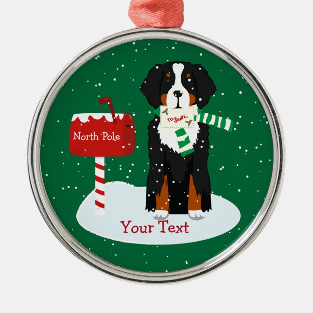 Ornement Métallique Lettre de Noël Bernese Mt Chien personnalisée à Pè (Devant)