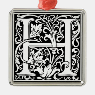 Ornement Métallique Lettre H Monogramme médiéval Art Nouveau