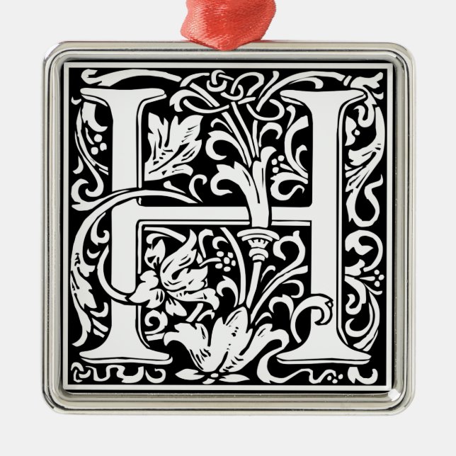 Ornement Métallique Lettre H Monogramme médiéval Art Nouveau (Devant)