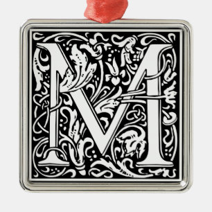 Ornement Métallique Lettre M Monogramme médiéval Vintage initial