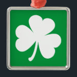 Ornement Métallique Lucky Irish Shamrock | Green & White<br><div class="desc">Irish Shamrock design.  Perfect for St Patty's day or for displaying Irish pride.</div>