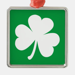 Ornement Métallique Lucky Irish Shamrock   Green & White
