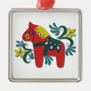 Ornement Métallique Lunatique coloré de cheval de Dala de Suédois