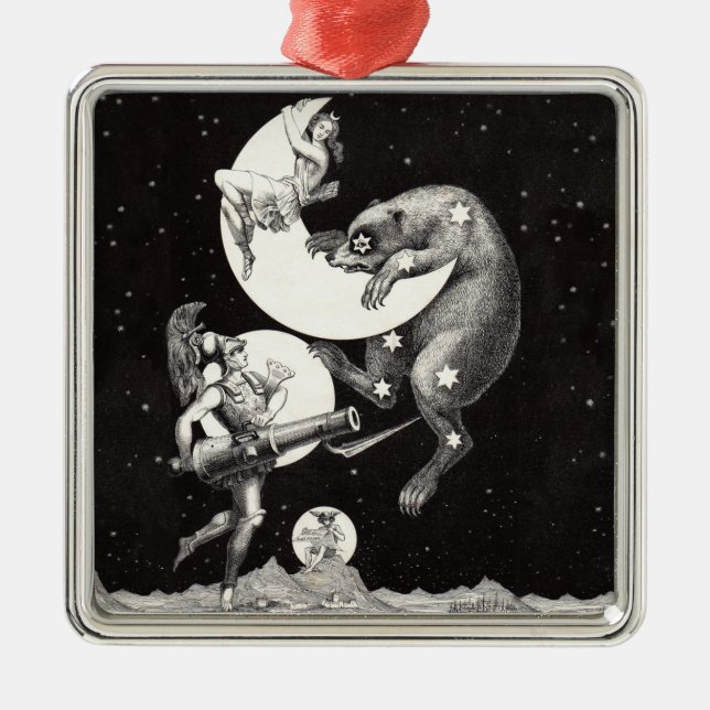 Ornement Métallique Lune céleste ciel Univers Dieu Nuit Illustration (Devant)