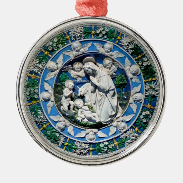 ORNEMENT MÉTALLIQUE MADONNA AVEC ENFANT ET ANGELS (Devant)