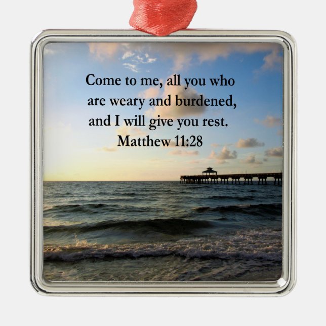 ORNEMENT MÉTALLIQUE MAGNIFIQUE MATTHEW 11:28 SCRIPTURE VERSE (Devant)